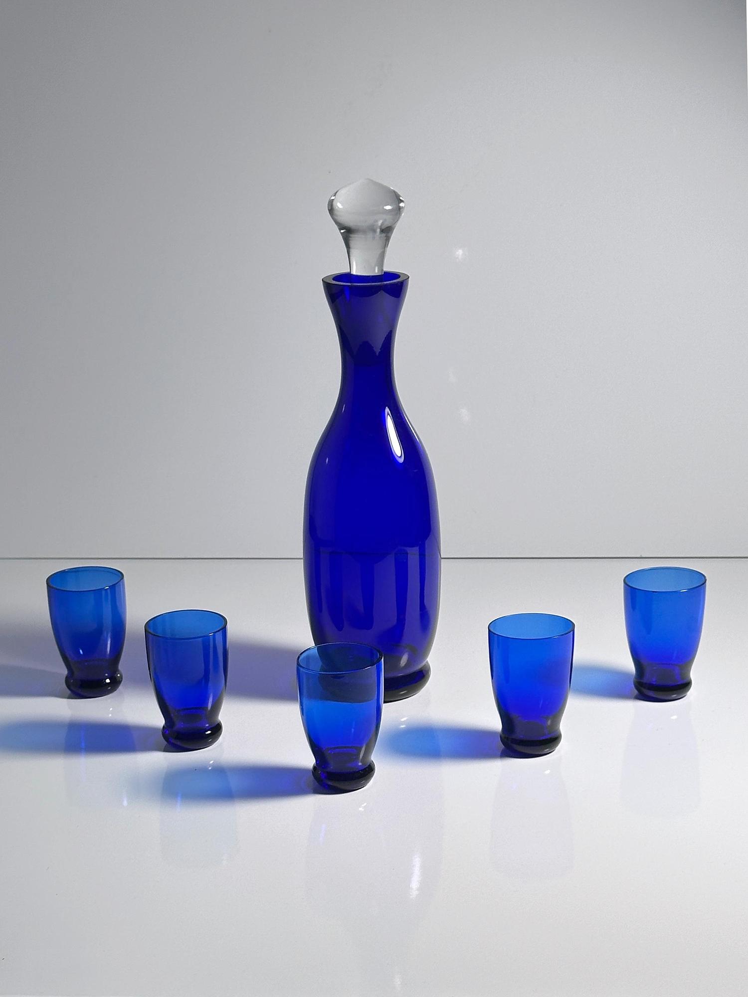 Decanter & Shot glasses Glass Cobalt blue 0