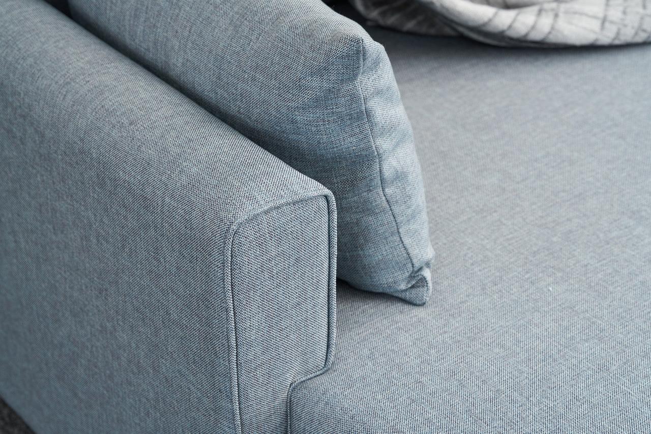 Bella Sofa Récamiere Links mit Hocker Blau 3