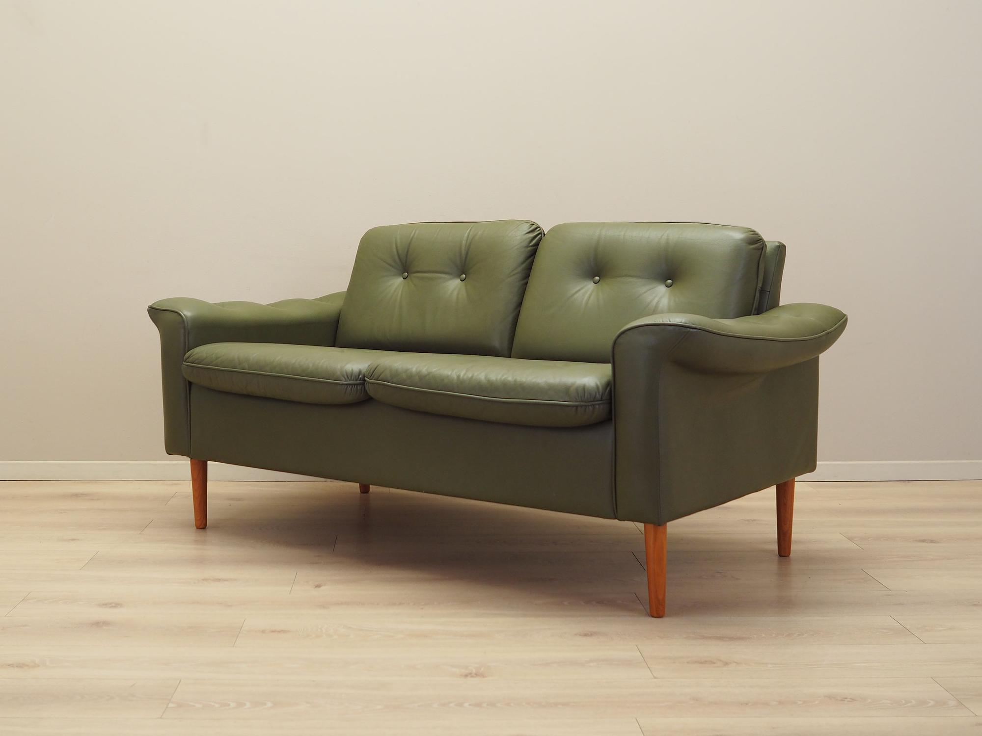 Sofa Leder Grün 1970er Jahre 2