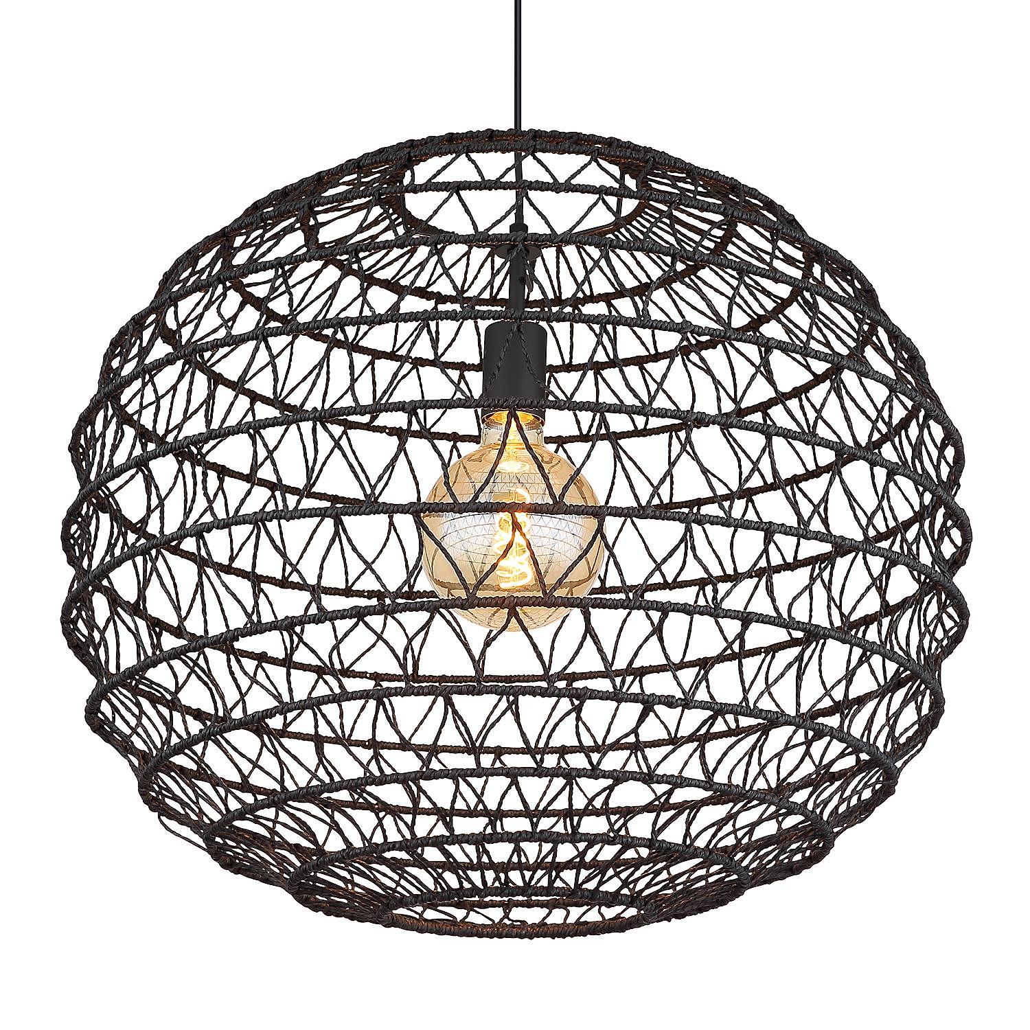 1-Light Rivard Pendant Light Paper Iron Black ⌀59cm 0
