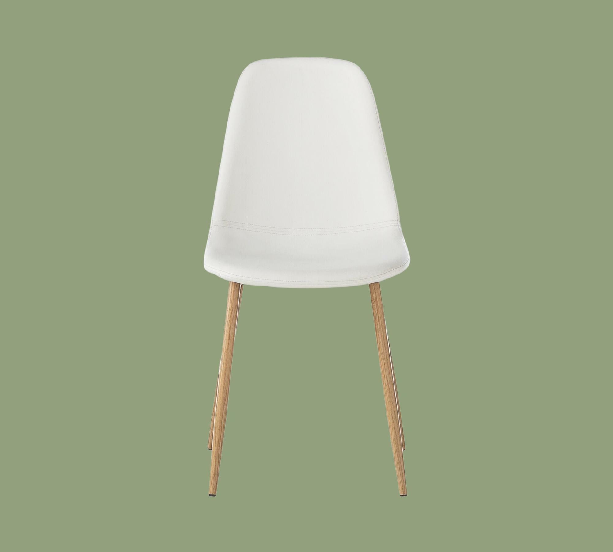 Upholstered chair Iskmo faux leather white set of 2 1