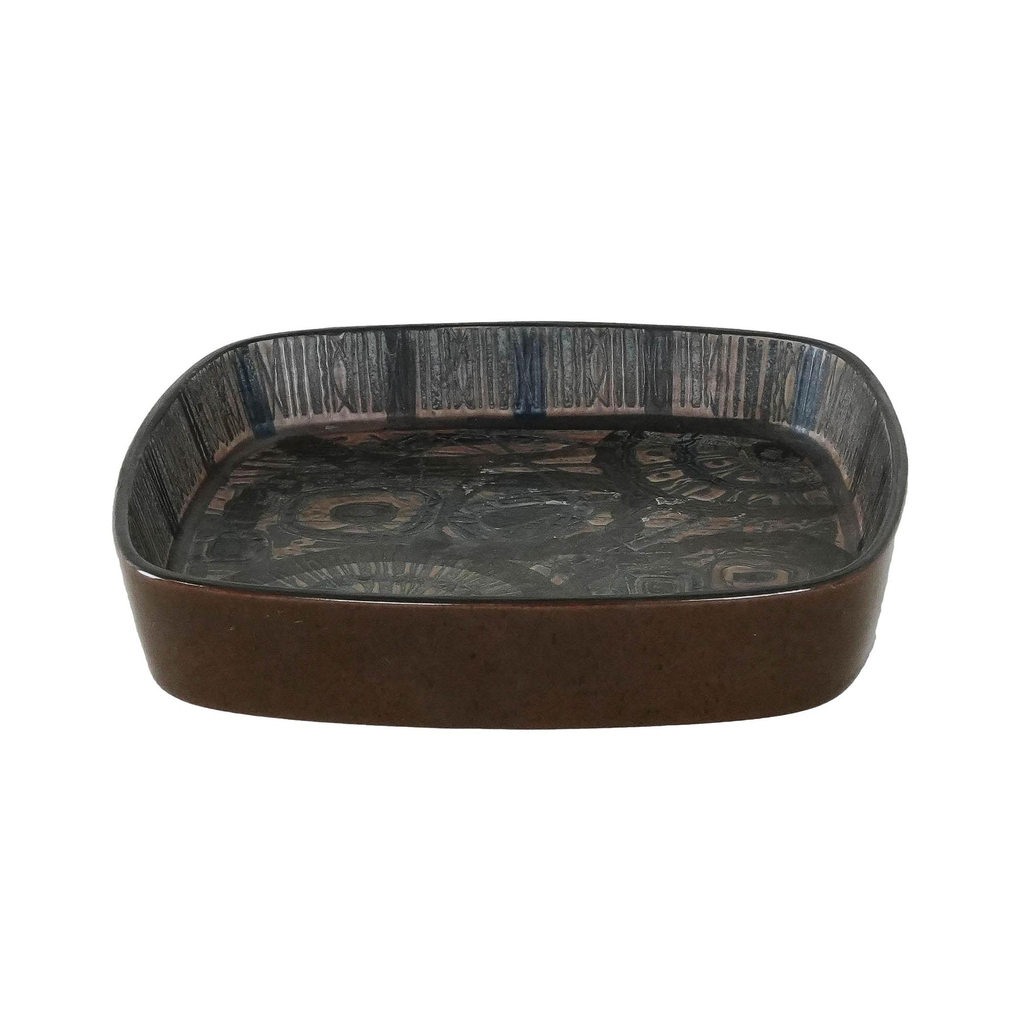 Read Ceramic bowl Brown Blue 1970s 0