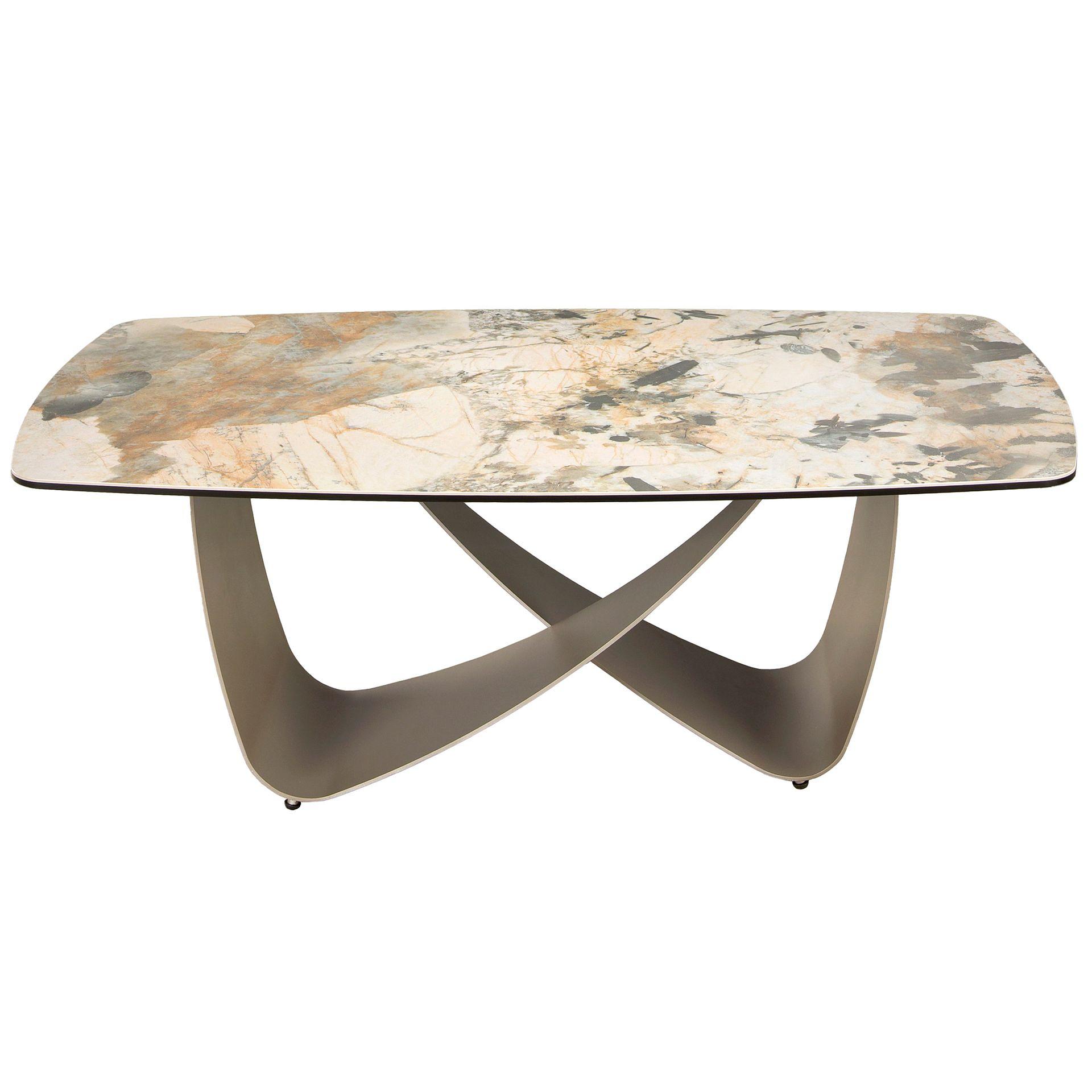 Ovaler Couchtisch Marmor Stahl 1