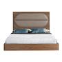 Doppelbett Holz Leder Grau 1