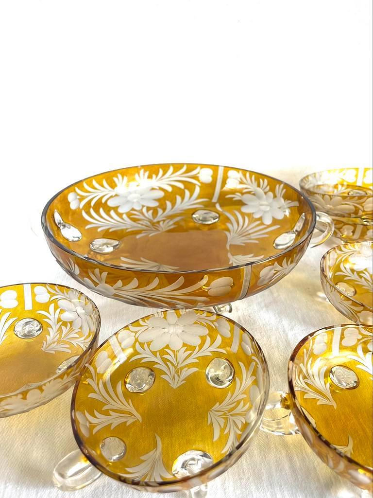 Small Bowl Set 11-Piece Crystal Glass Amber Color 2