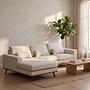 Corner Sofa Japandi 3-Seater Left Fabric Beige 2