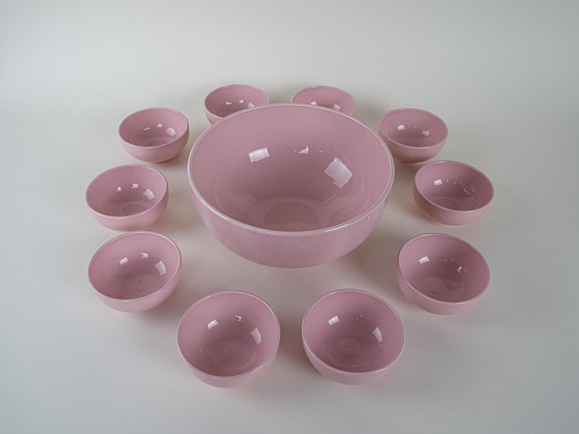 Ceramic bowl set Pink 1990s 3