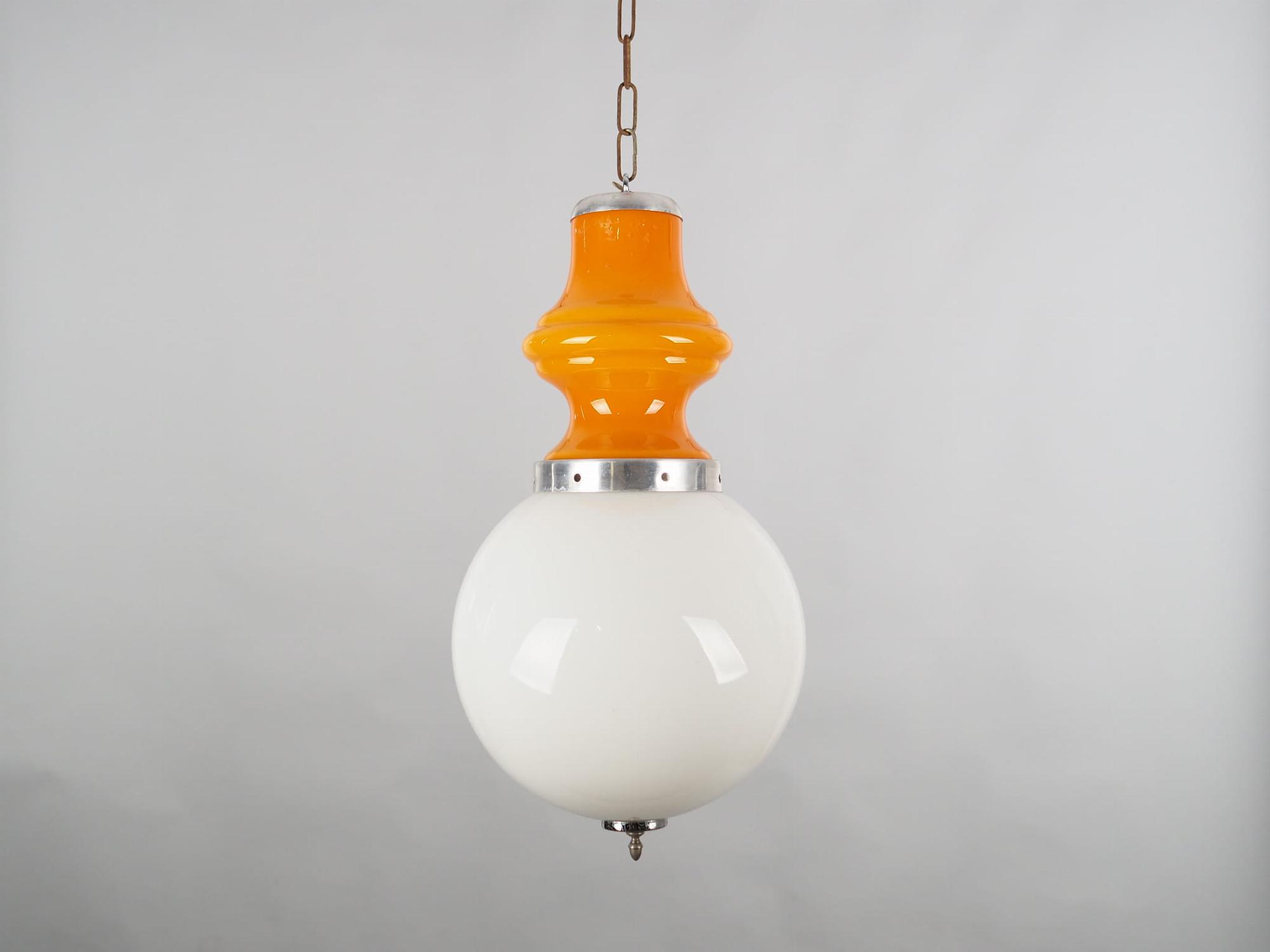 Pendant lamp glass metal 1970s 1