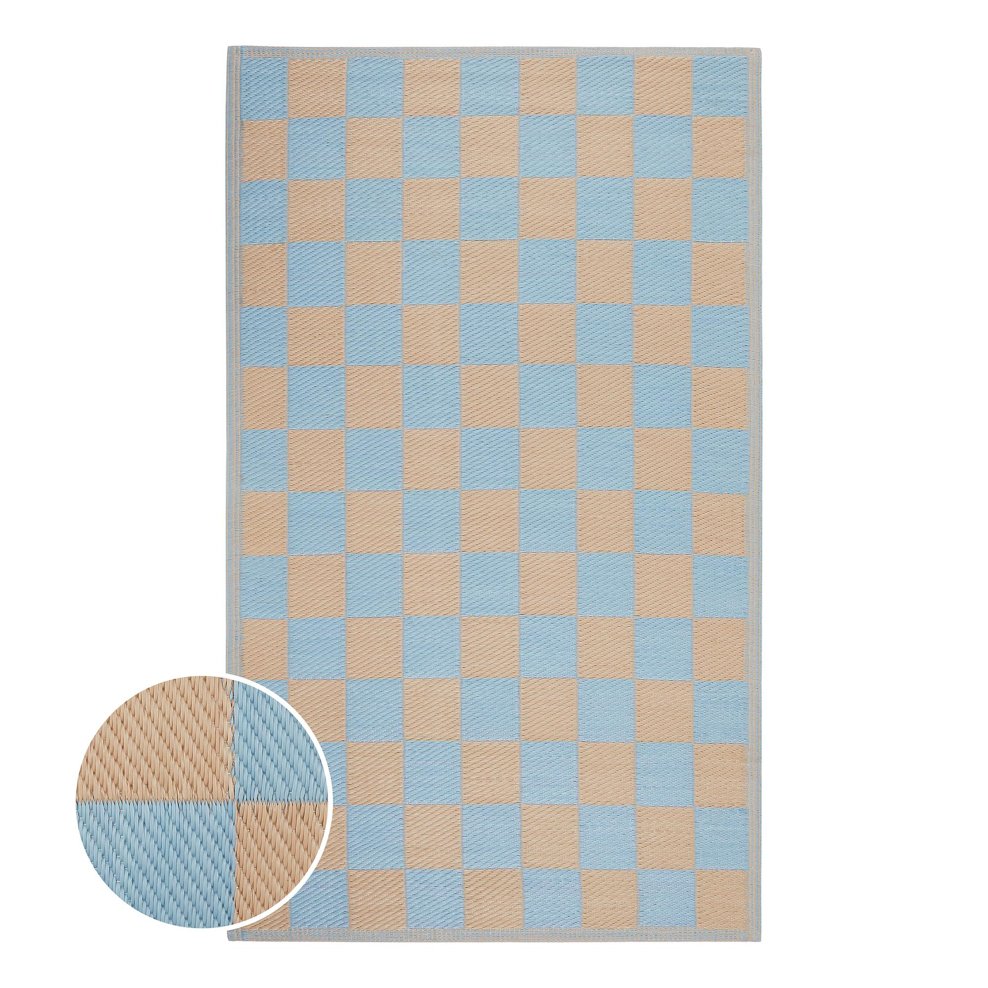 Teppich COLOUR CLASH Karo Polypropylen Blau Beige 150x90cm 0