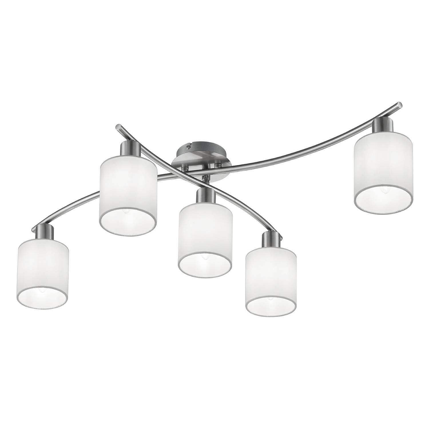 Deckenleuchte Garda I Mischgewebe / Nickel 5-flammig Weiß 1