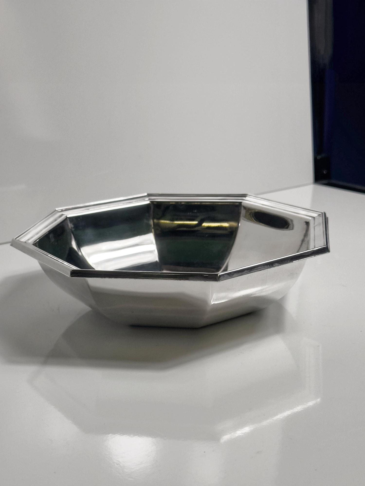 Vintage Silver-plated Bowl Octagon Metal 1980s 1