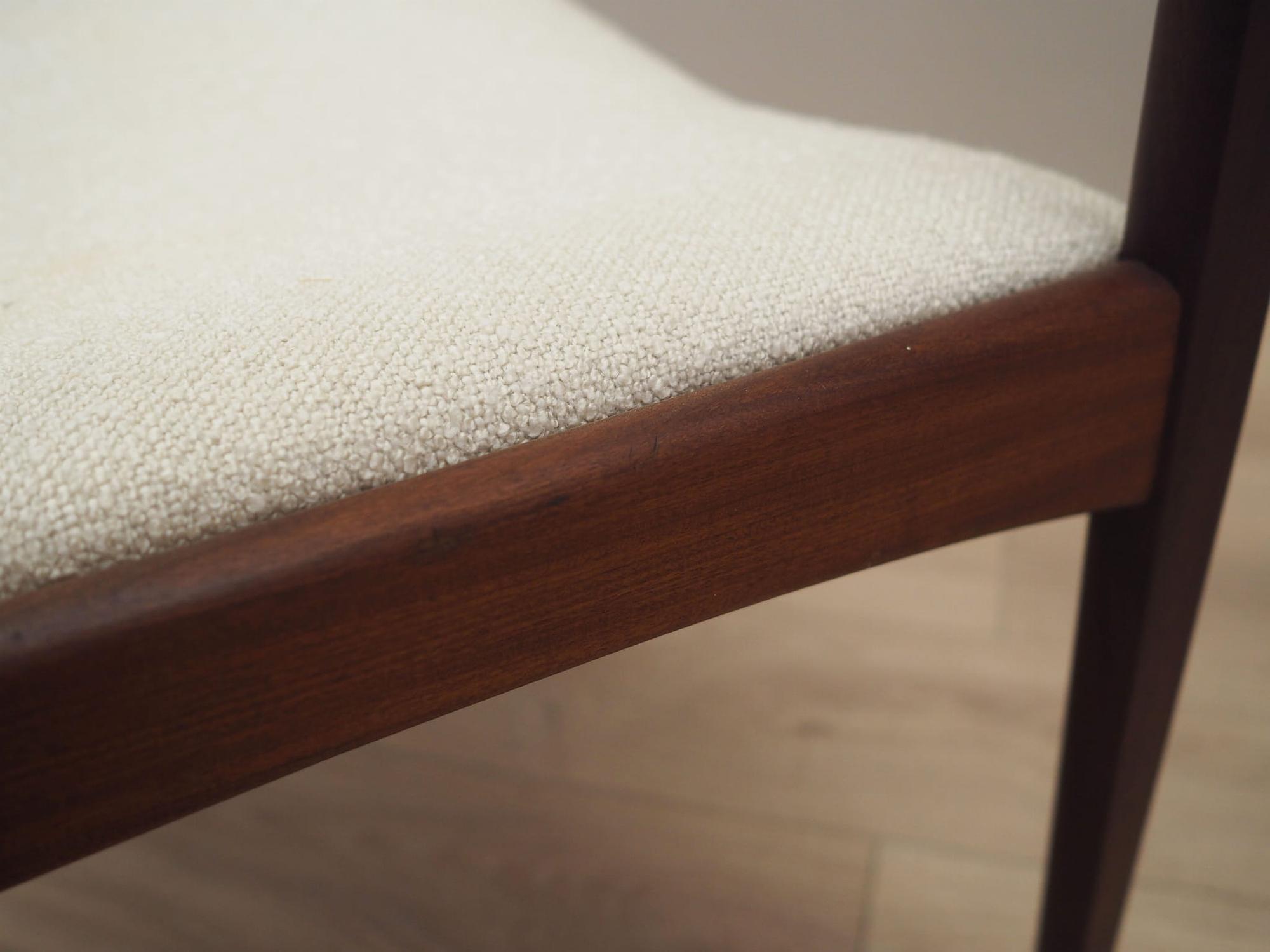 Vintage armchair Teak wood Textile Cream 1960s 13