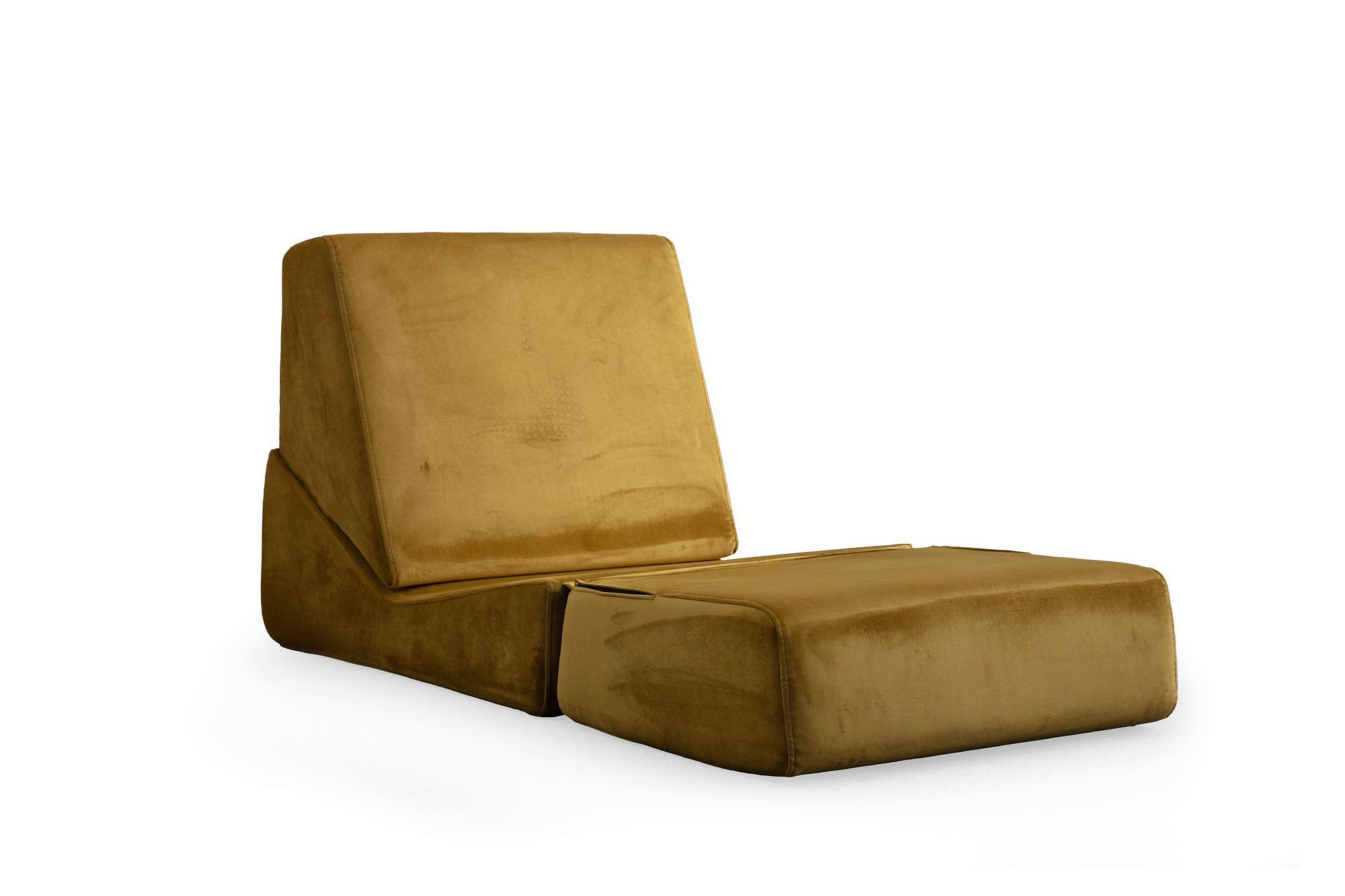 Origami armchair chaise longue convertible mustard yellow 4