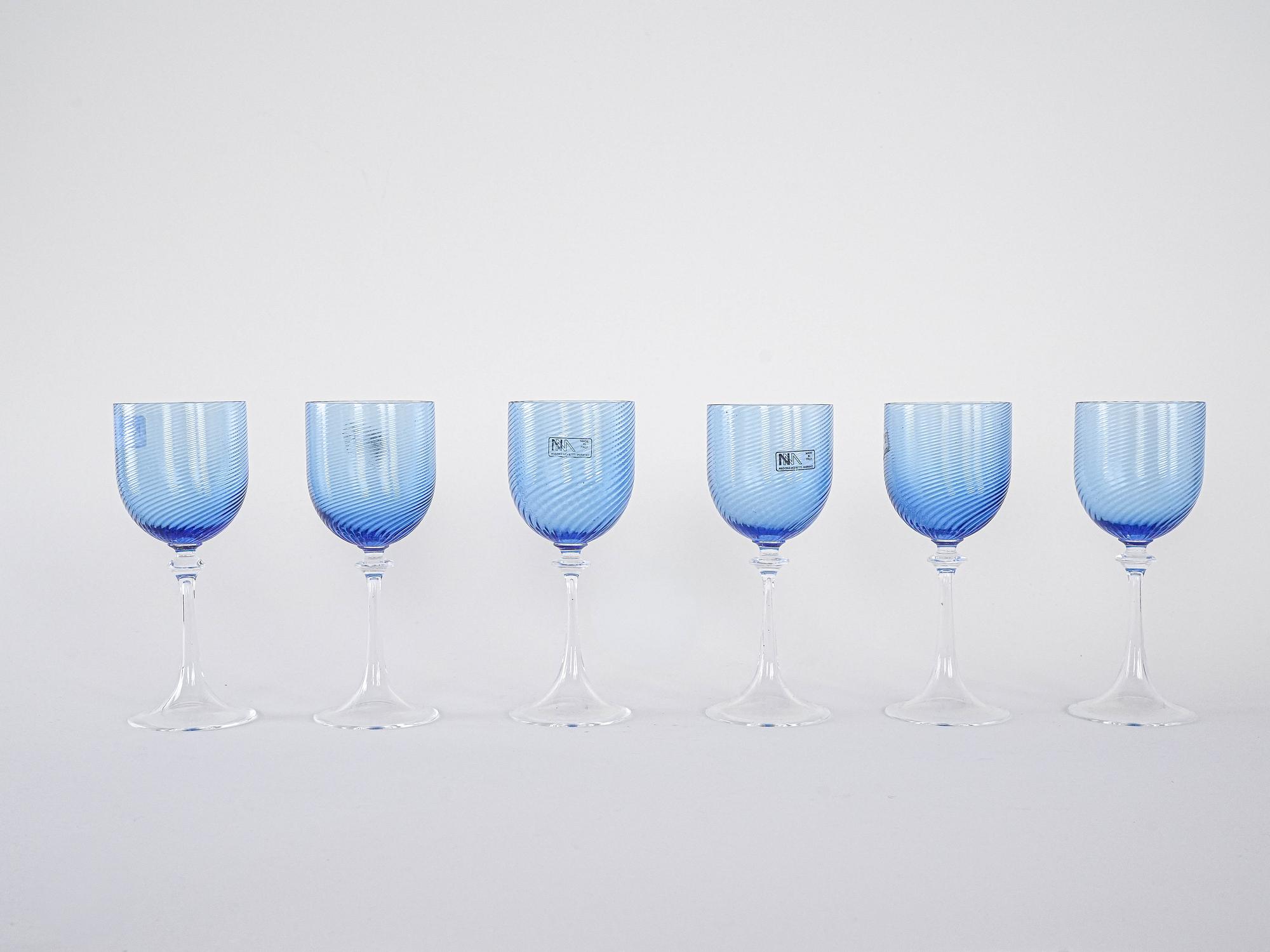 Gläser-Set Muranoglas Blau 1970er Jahre 2