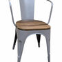 2x Stuhl Eisen Holz Recycelt Grau 0