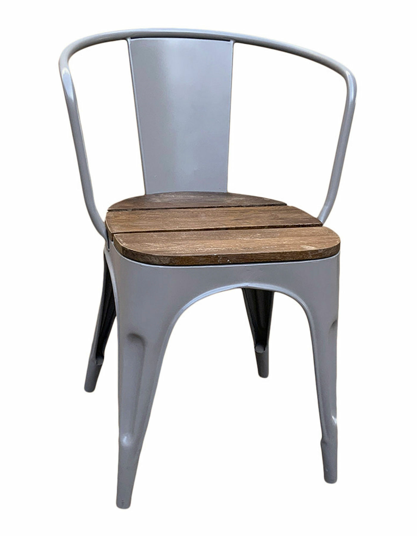 2x Stuhl Eisen Holz Recycelt Grau 0