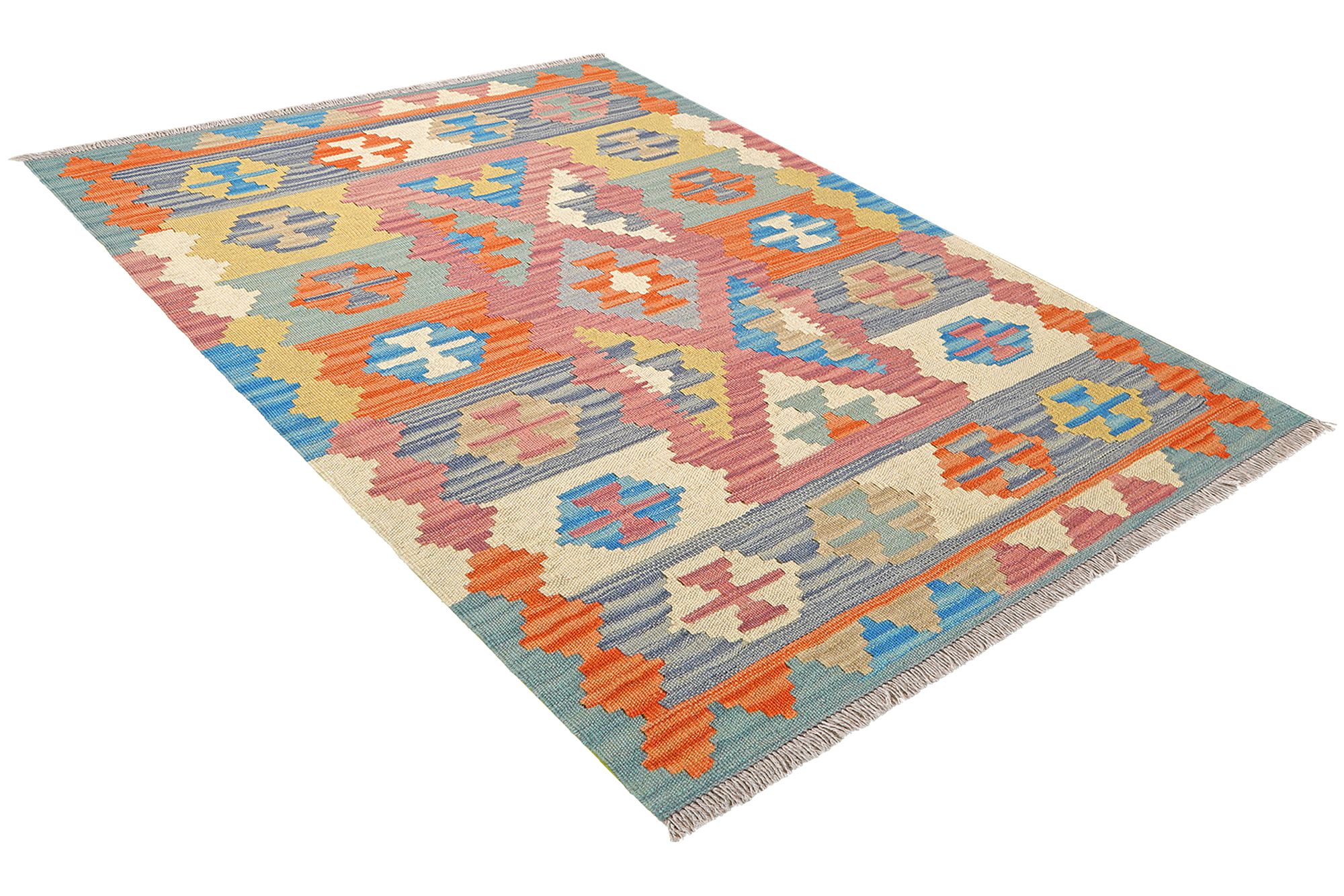 Kelim Gashgai Teppich Wolle Rosa 2