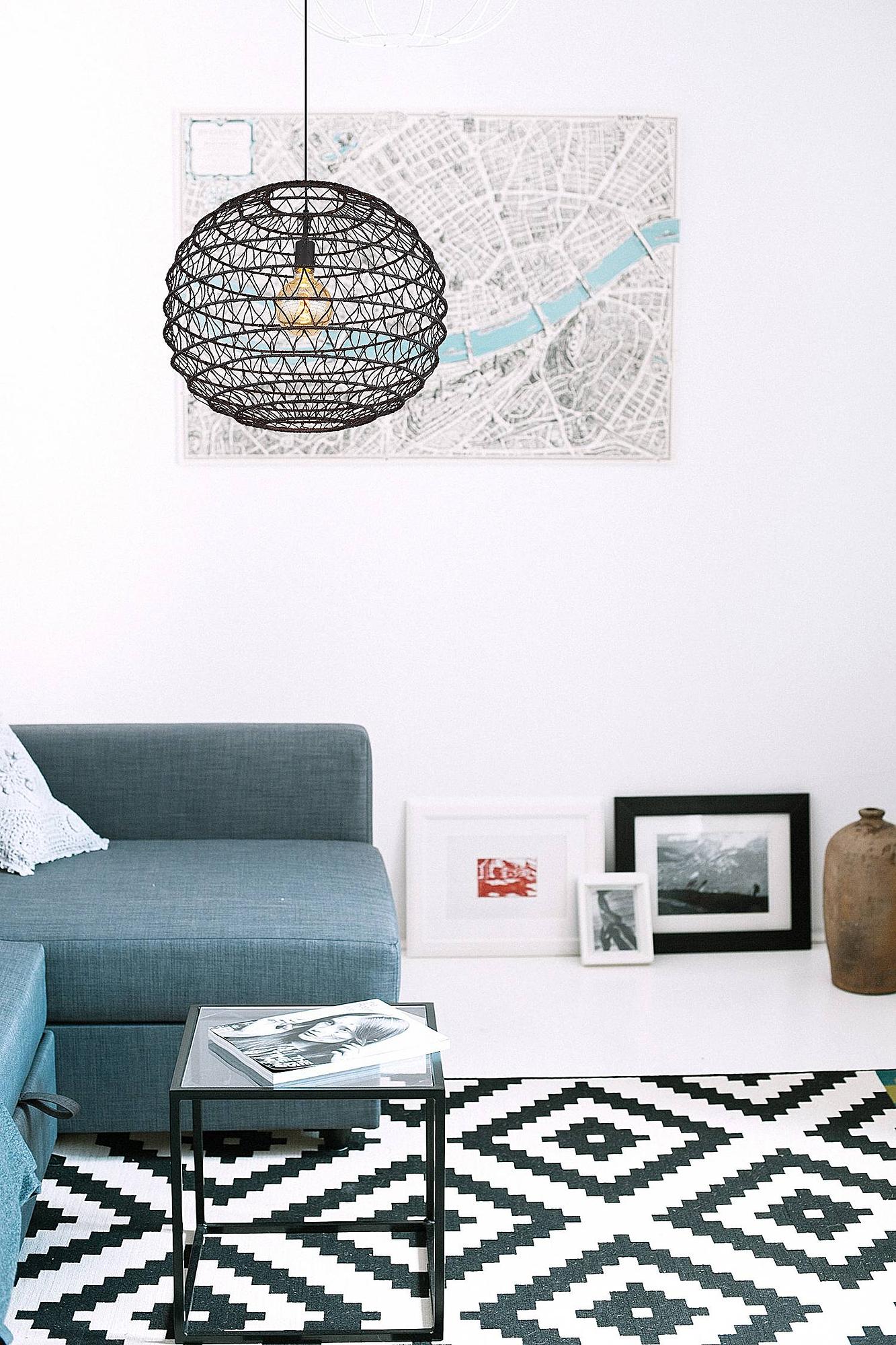 1-Light Rivard Pendant Light Paper Iron Black ⌀59cm 2