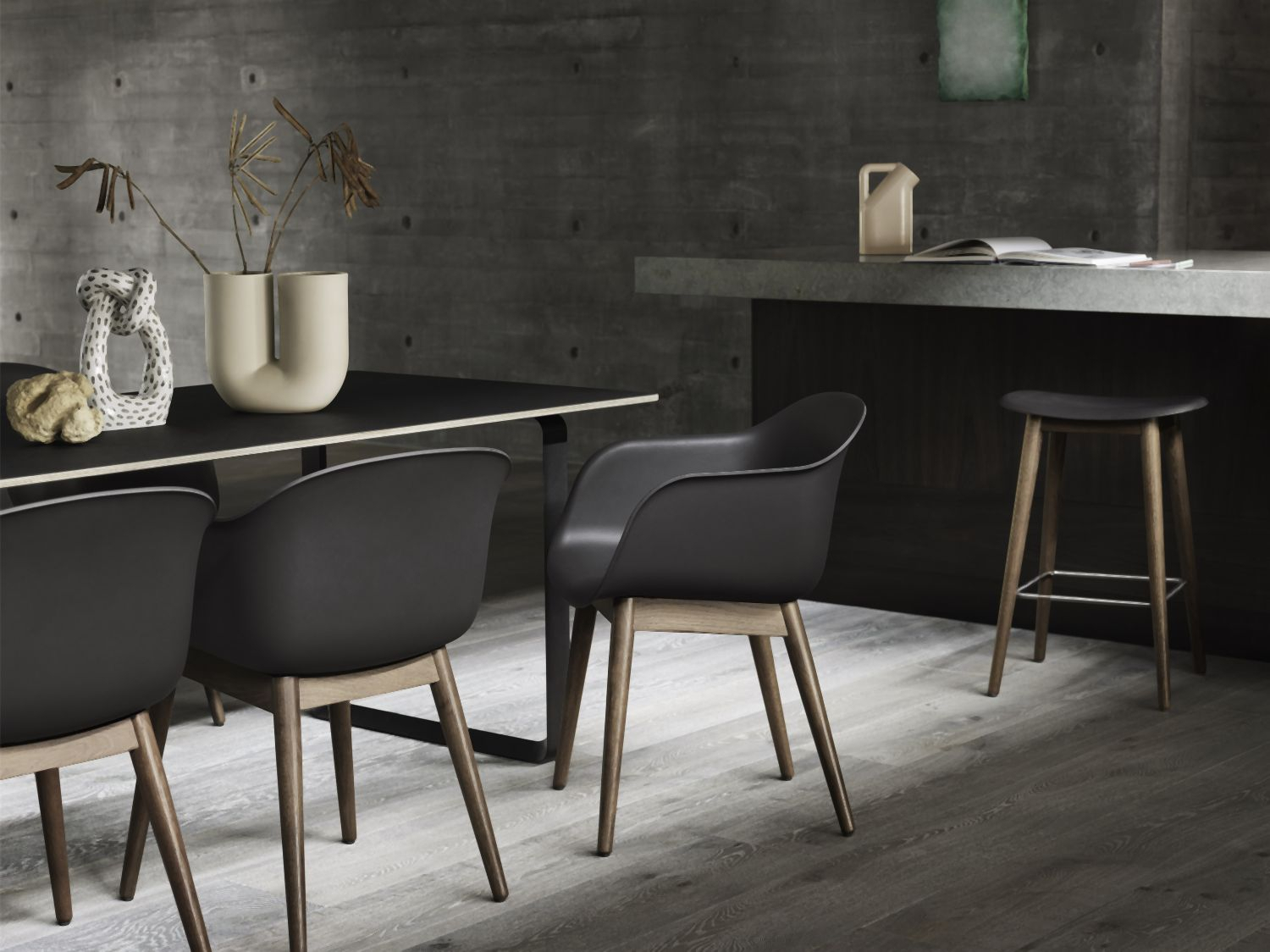 Fiber Barhocker Mit Rückenlehne Schwarz 3
