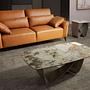Oval coffee table marble steel 2