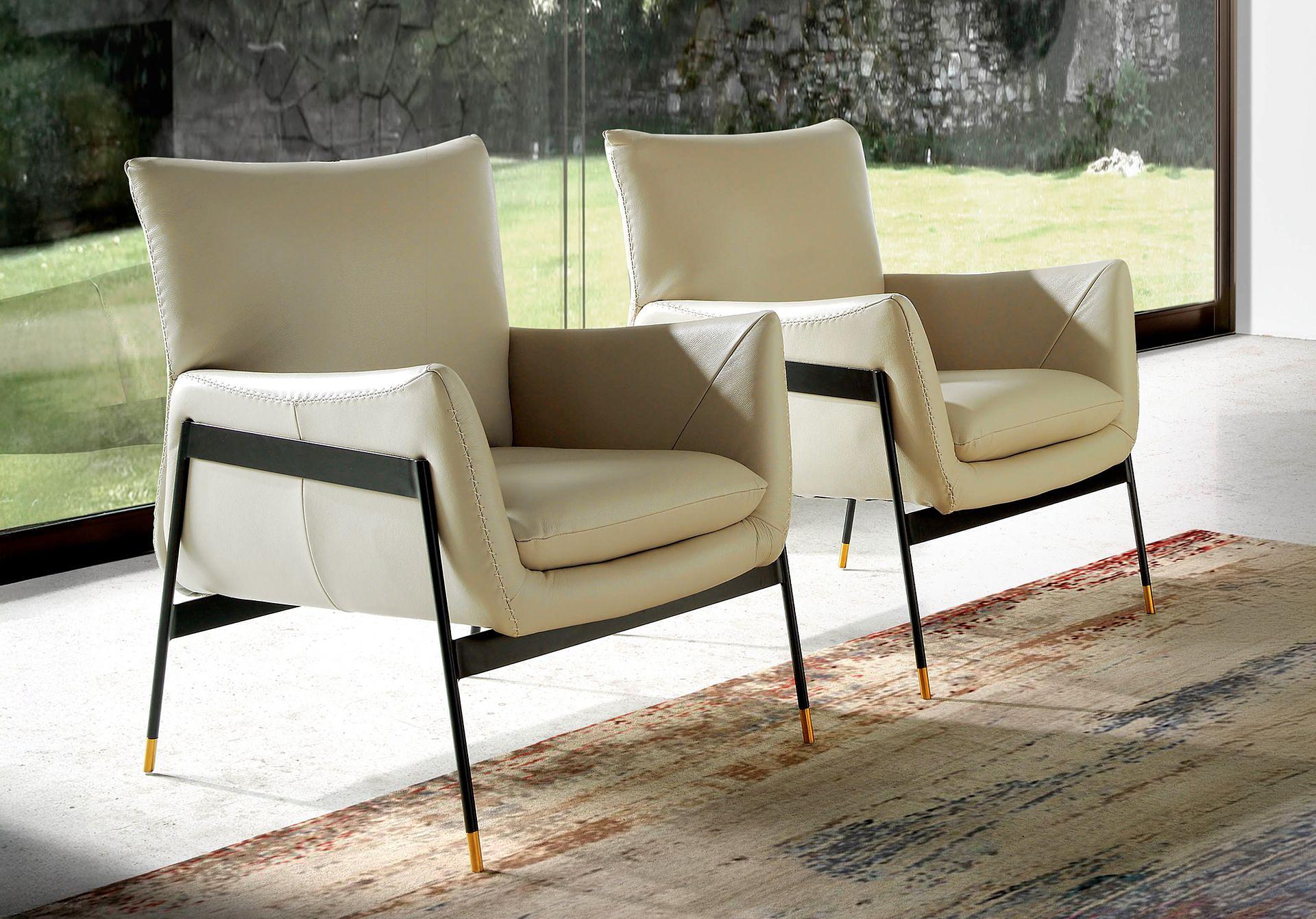 Sessel Leder Creme 2