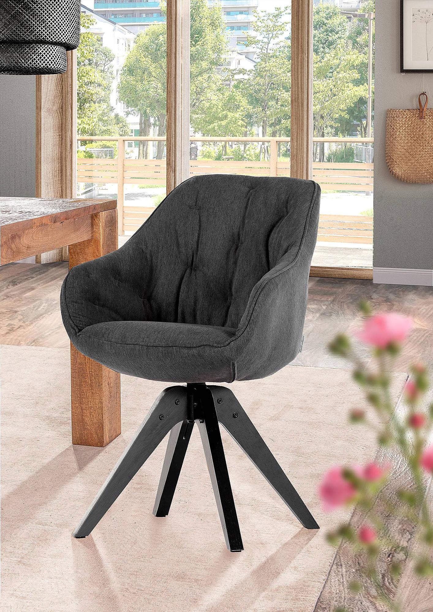 2x Drehbarer Armlehnenstuhl EVATO Anthrazit Schwarz 2