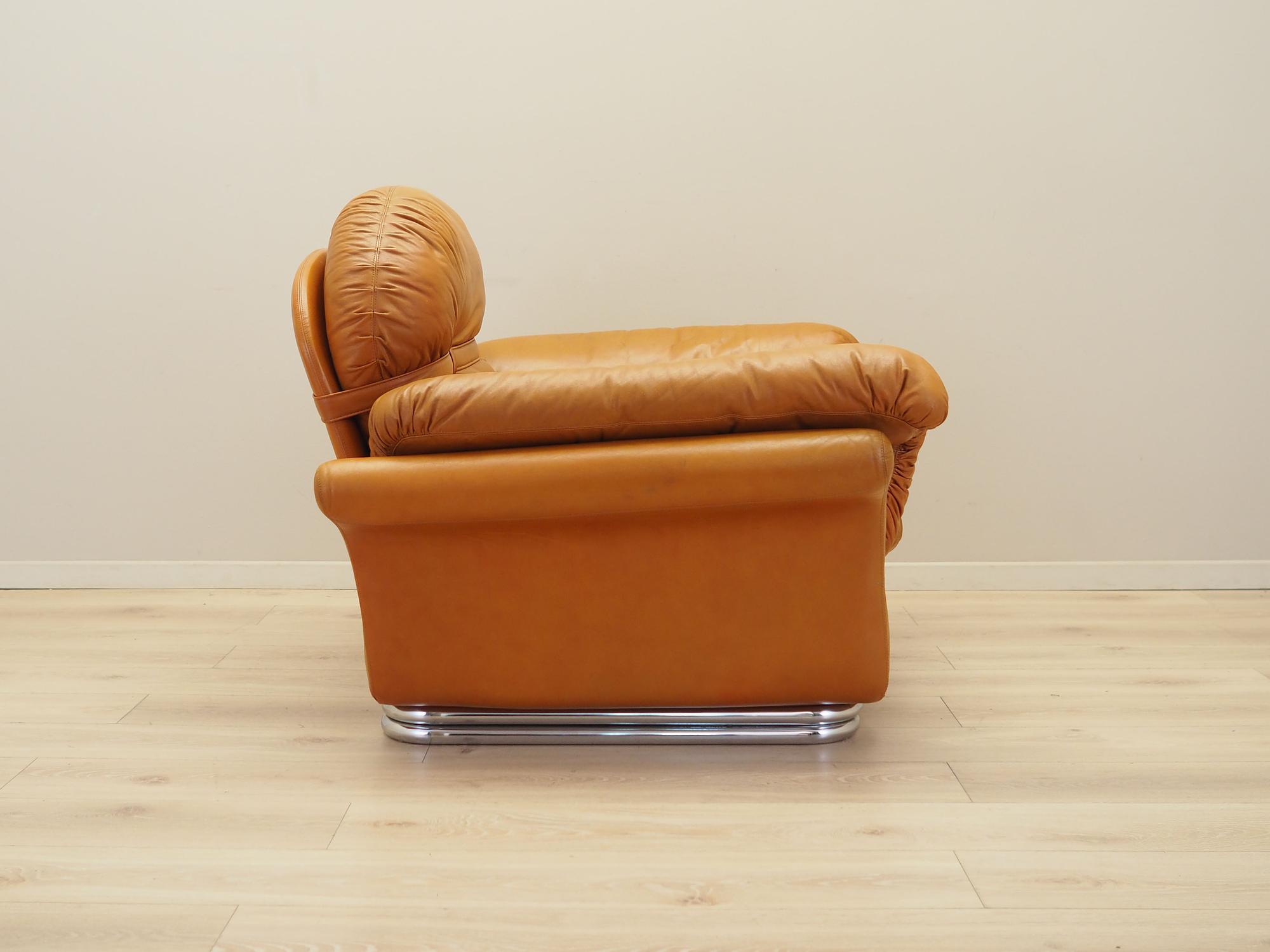 Sessel Leder Braun 1960er Jahre 7