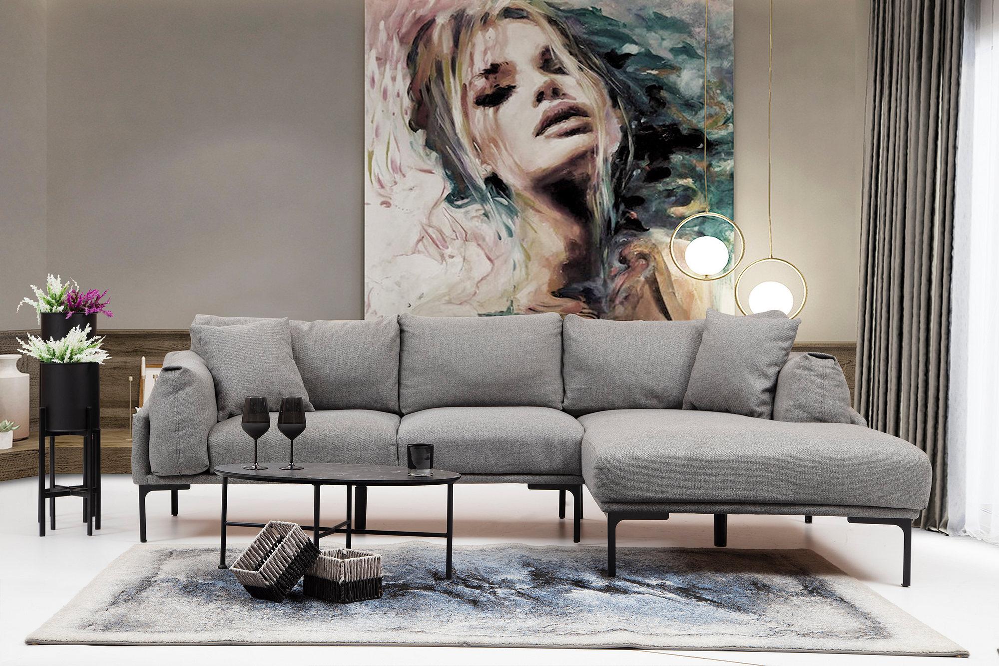 Leo Right Sectional Sofa Grey 2