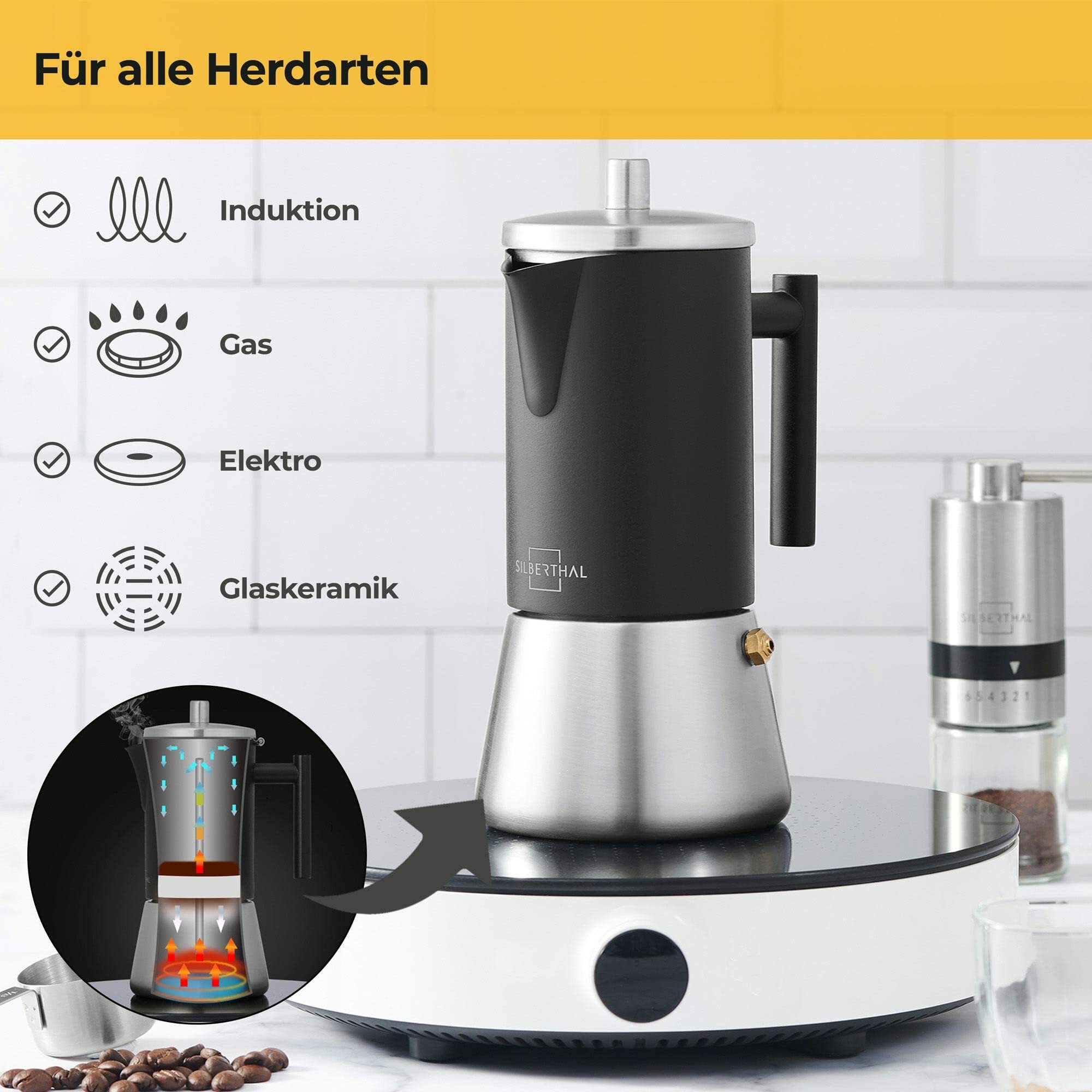 Espressokocher Edelstahl 300 ml Schwarz 2
