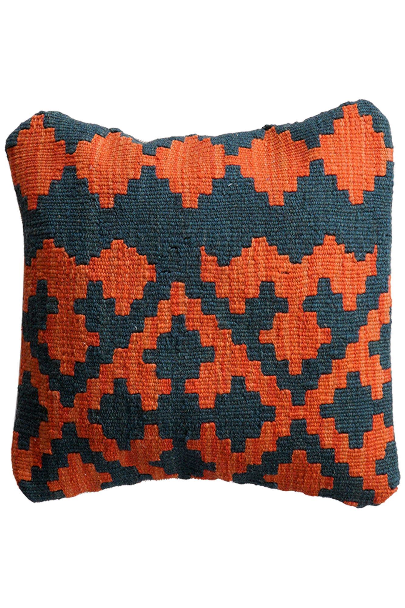 Kelim Kissenbezug Wolle Orange Blau 0