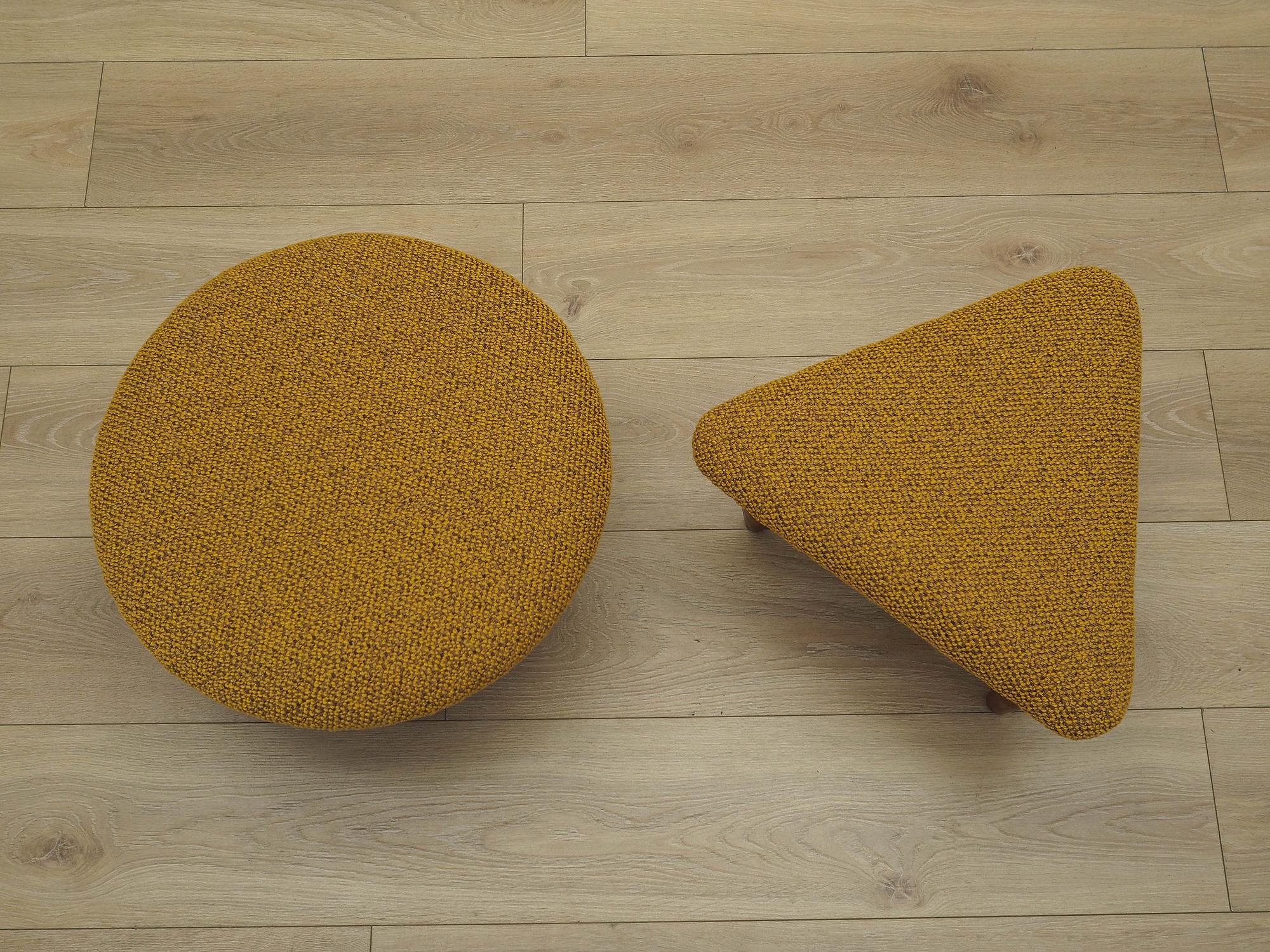 2-Teilig Hocker-Set Braun Senfgelb 1990er Jahre 4