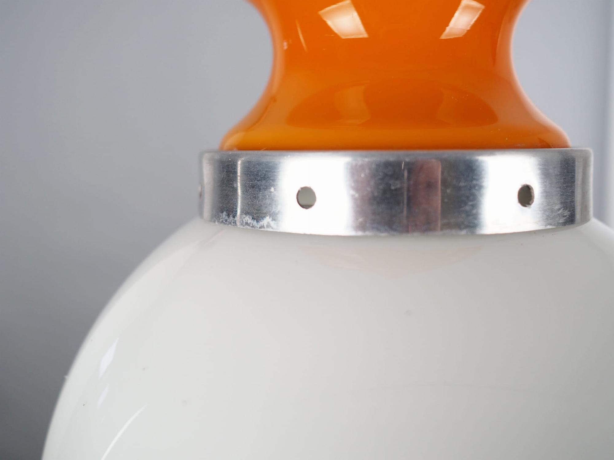 Pendelleuchte Glas Metall 1970er Jahre 4