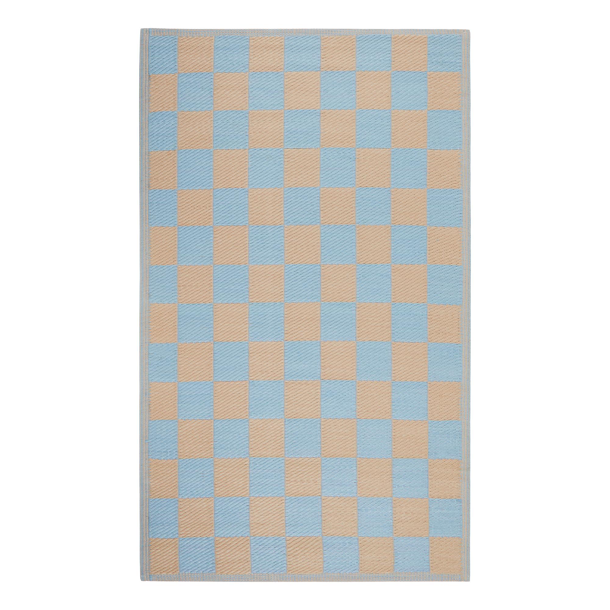 Teppich COLOUR CLASH Karo Polypropylen Blau Beige 150x90cm 1