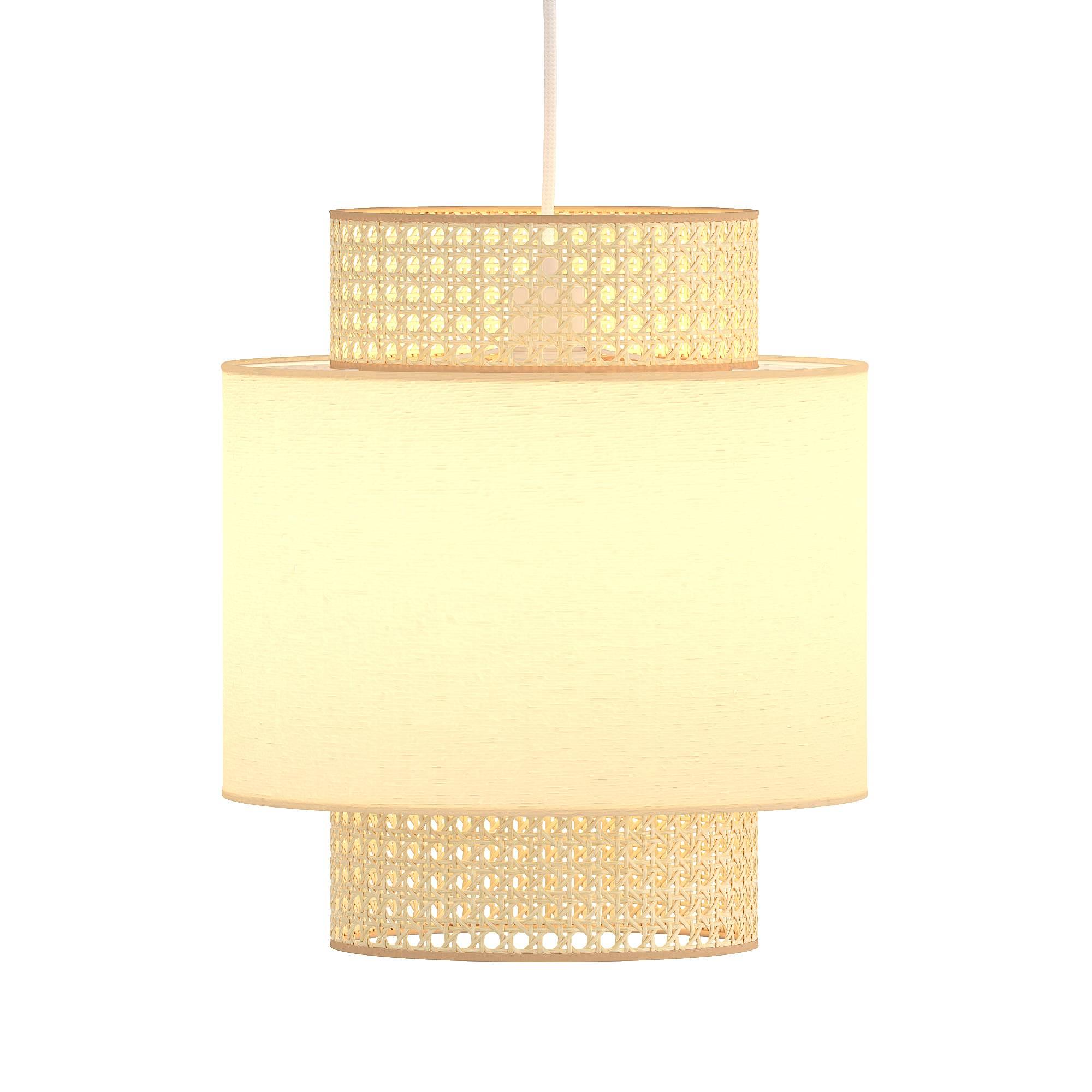 1-Flaming Raffia Pendant Lamp Linen Rattan 0