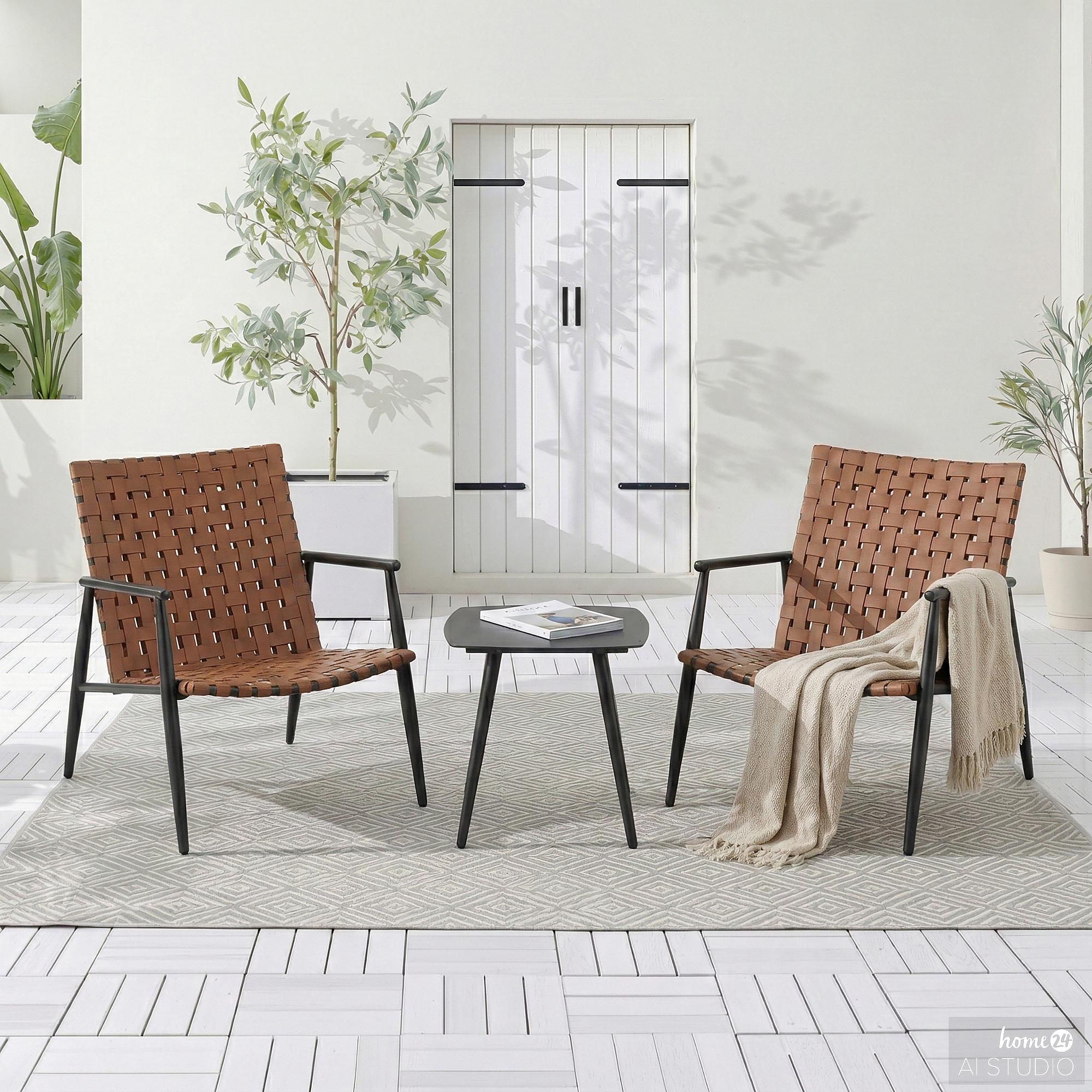 Jarda Balcony Set 3-piece Set Steel Polyrattan Black Brown 2