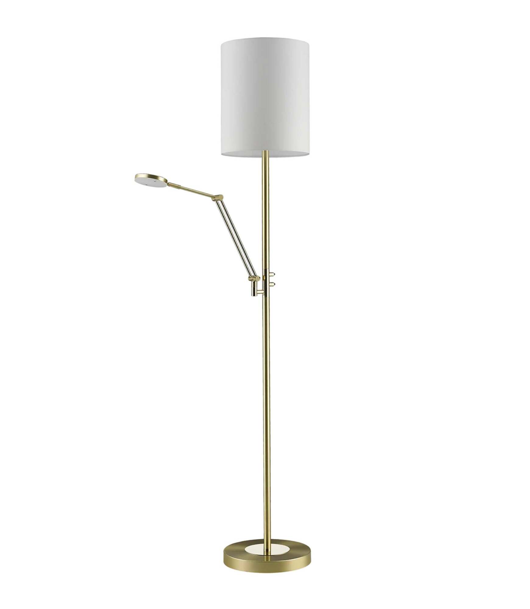 LED Stehleuchte Webstoff Messing 0