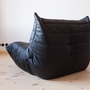 Togo Poltrona e Pouf Set Pelle Madras Nero 2