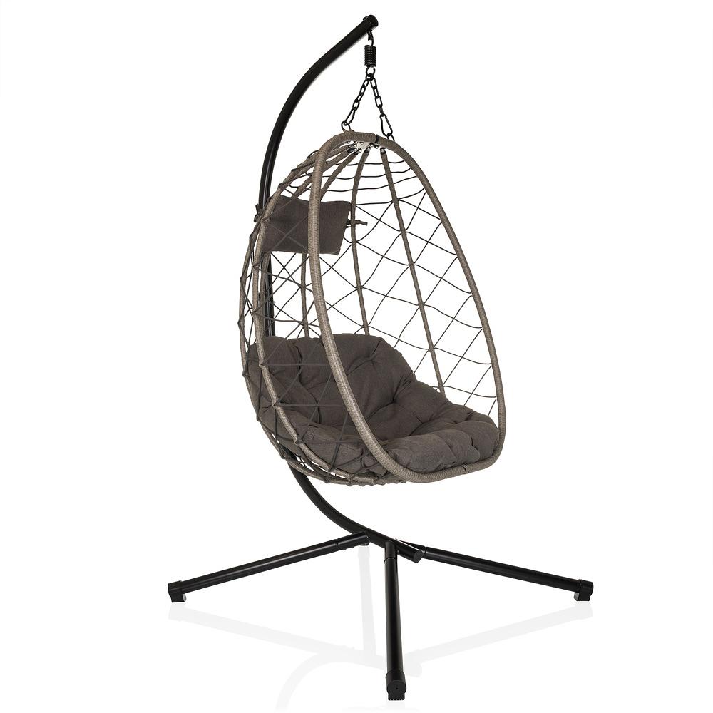 Cocova Hanging Chair with Frame & Cushion Grey 1