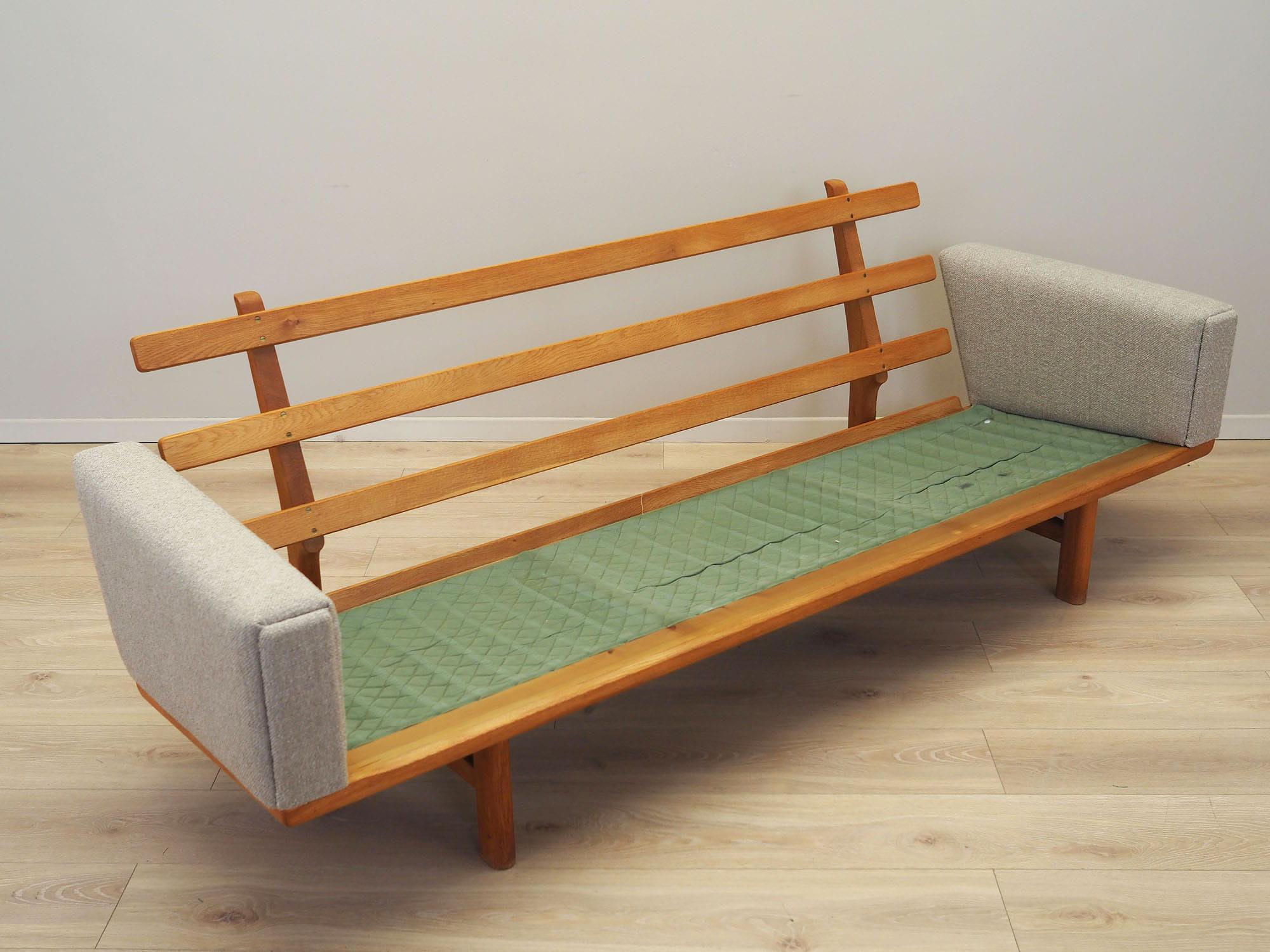 Vintage Sofa Eschenholz Textil Grau 1960er Jahre 13