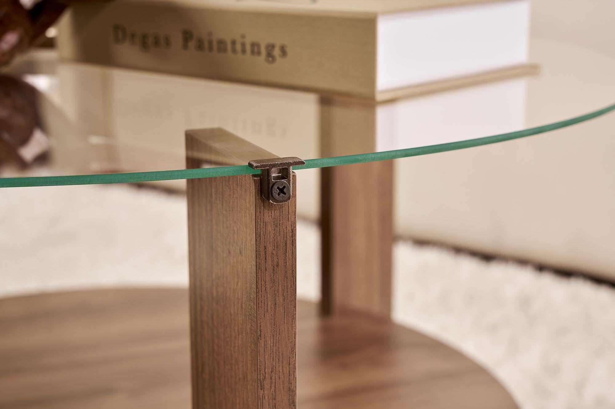 Clara Coffee table Walnut Transparent Ø75cm 5