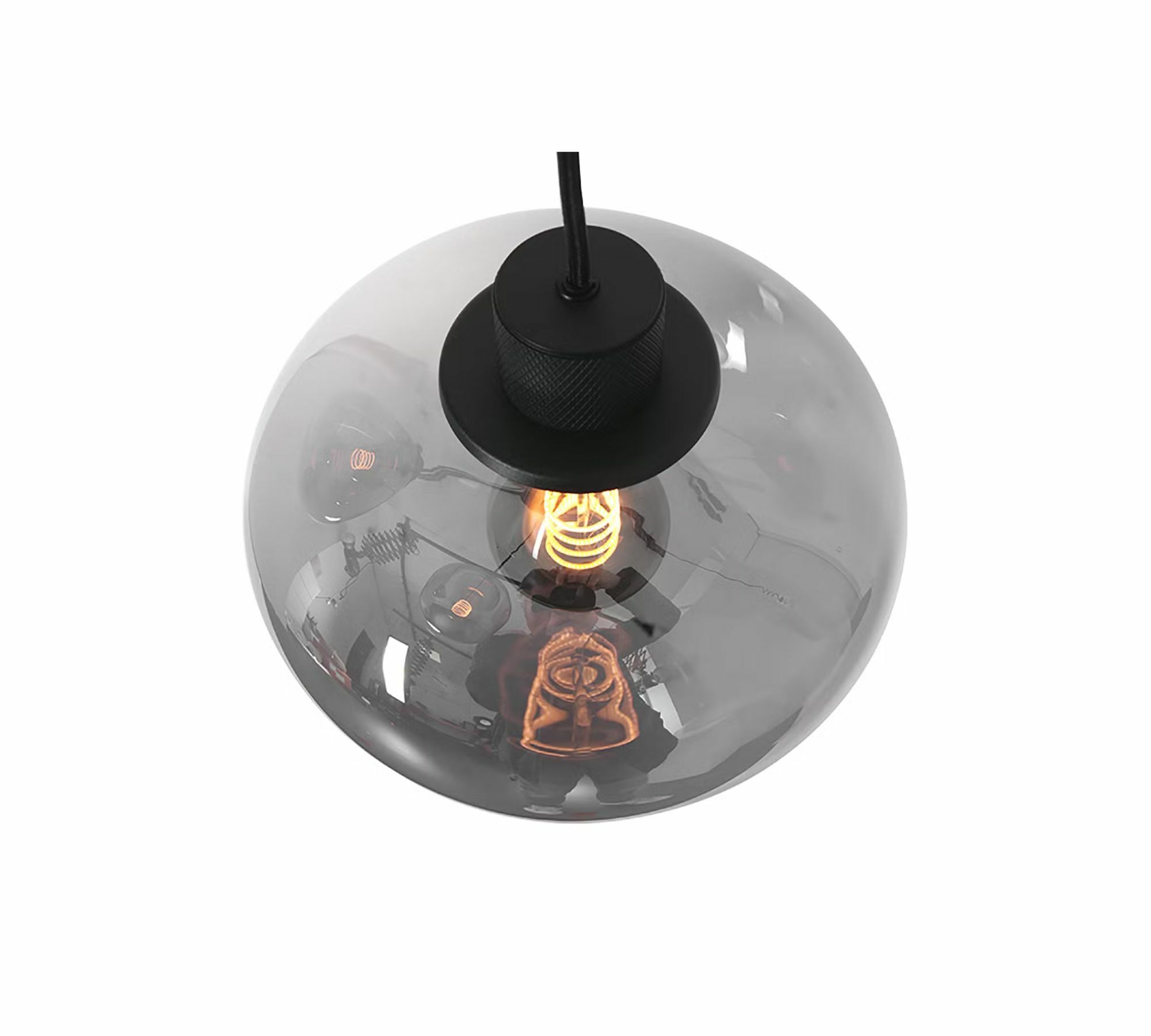 Pendant light 3-bulb glass aluminum black 4