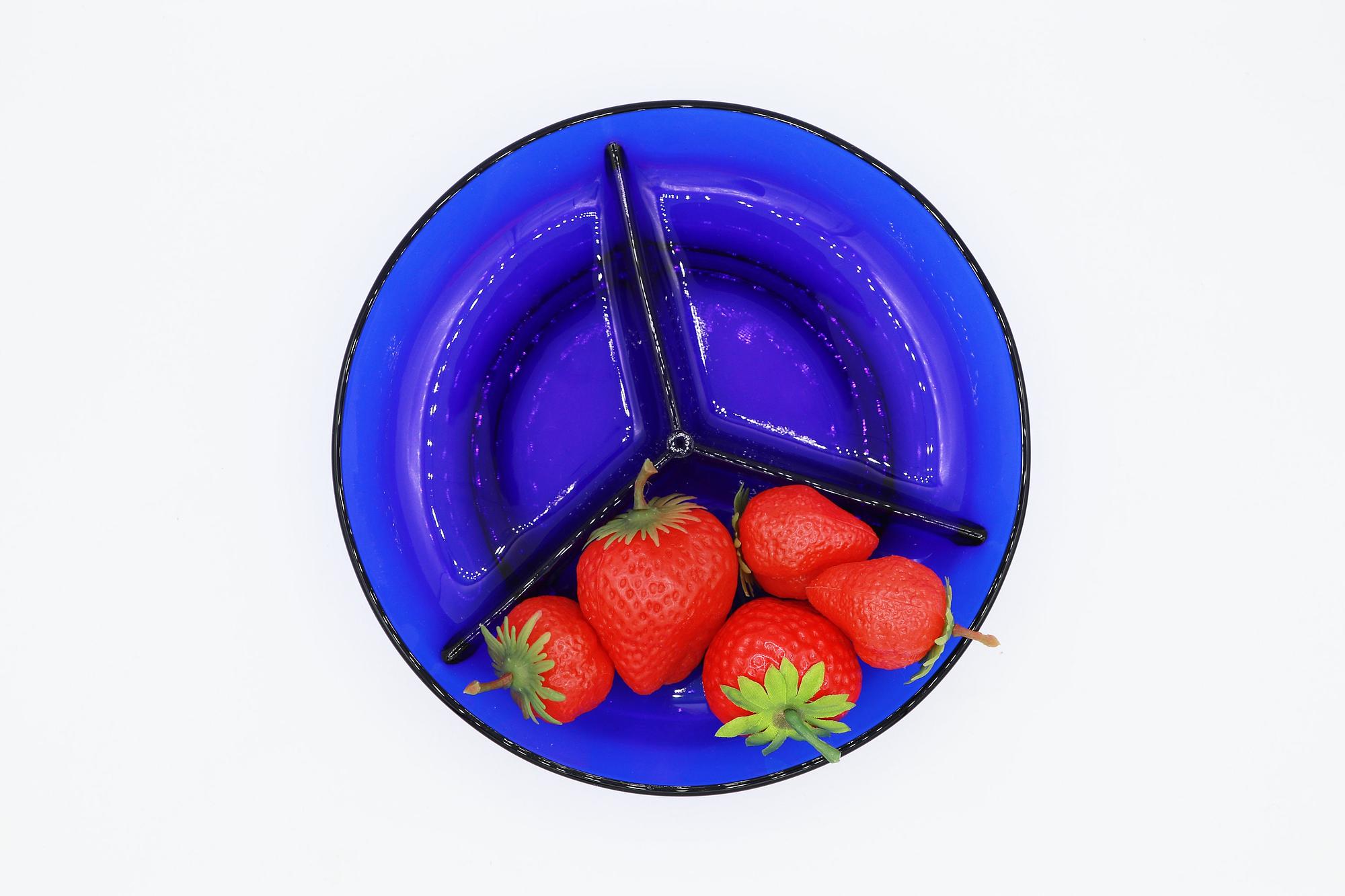 Vintage bowl glass blue 1990s 4