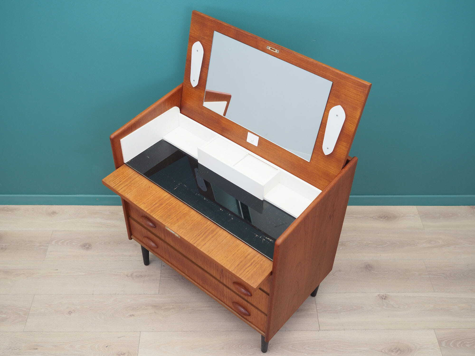Vintage Schminktisch Teakholz Braun 1960er Jahre 7