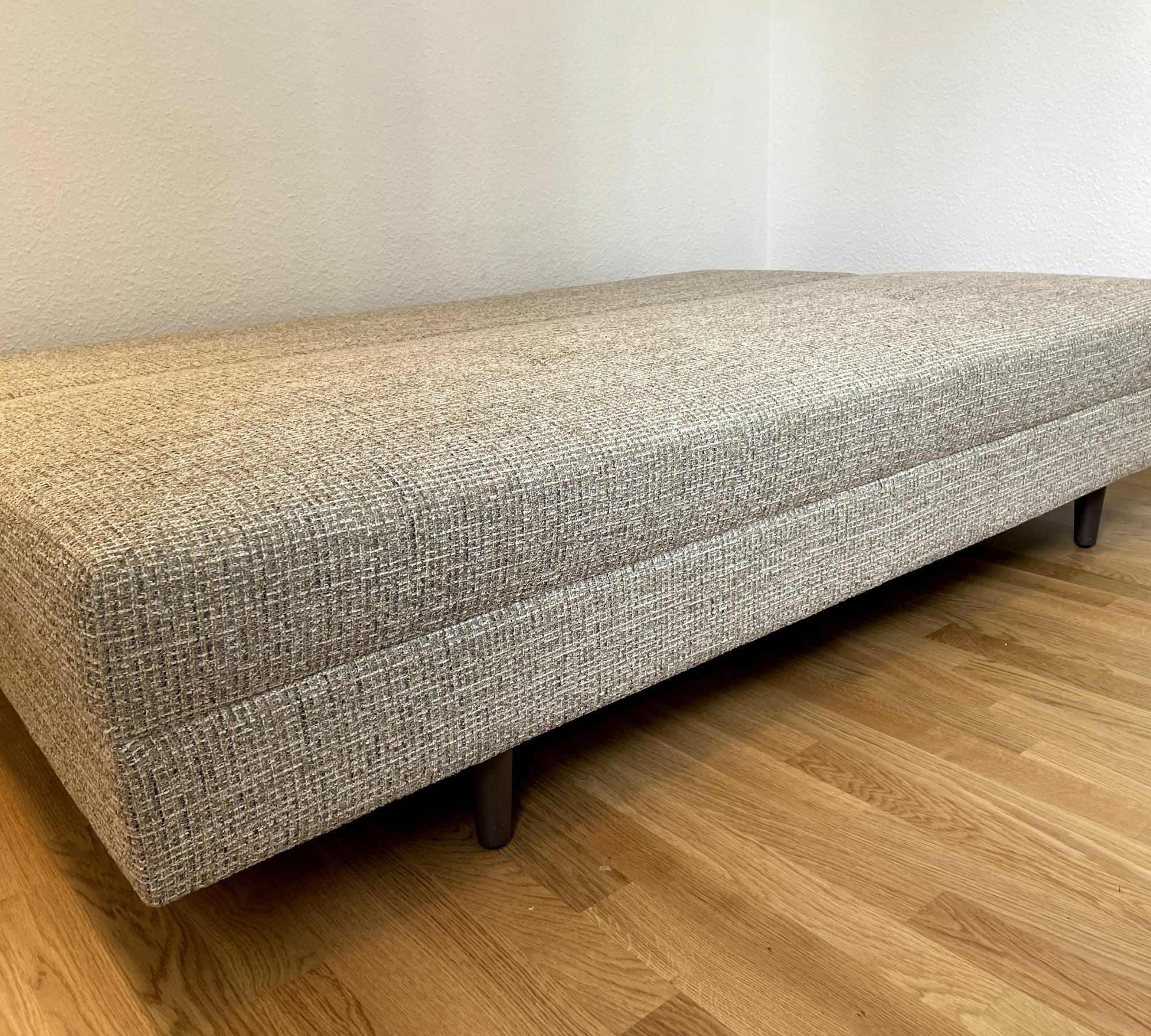 Sofa 2-Sitzer Schlaffunktion Webstoff Beige  2