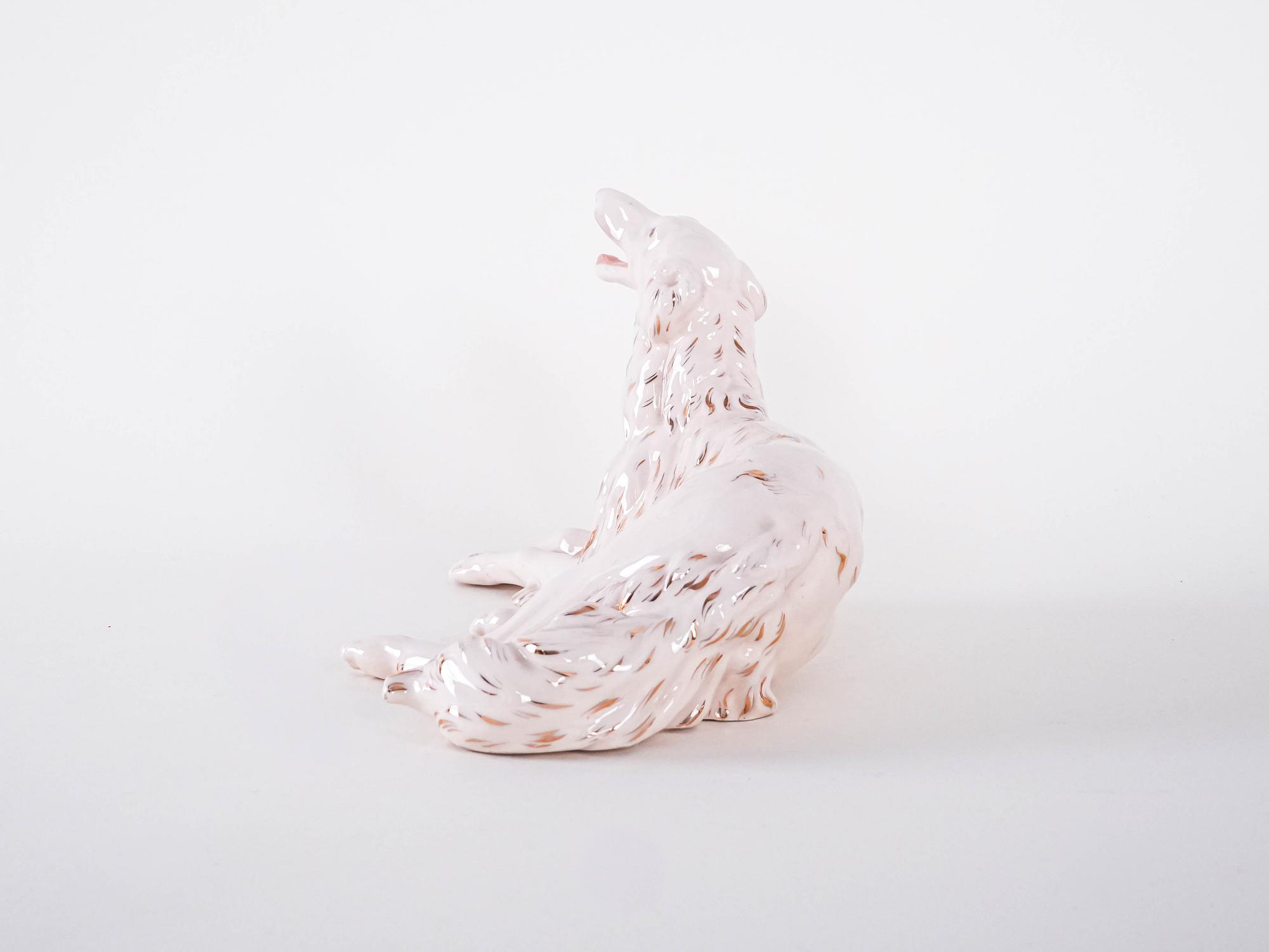 Porzellanfigur Barsoi Creme 1960er Jahre 6