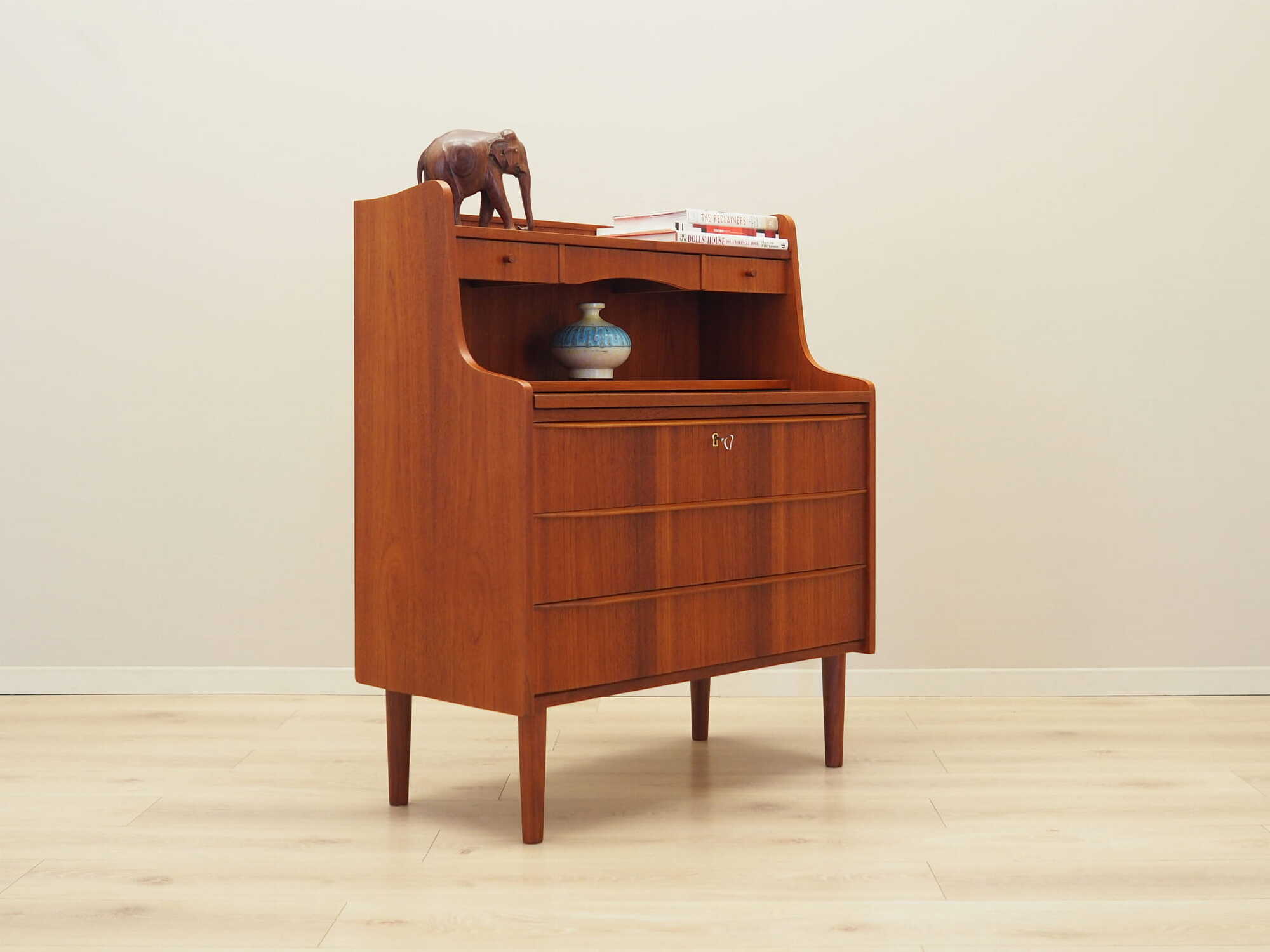 Vintage Secretary Teak Brown 1970s 4