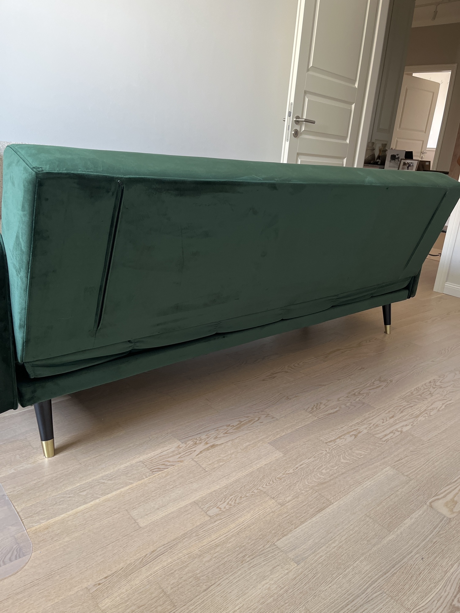 Schlafsofa 3-Sitzer Samt Metall Grün 4