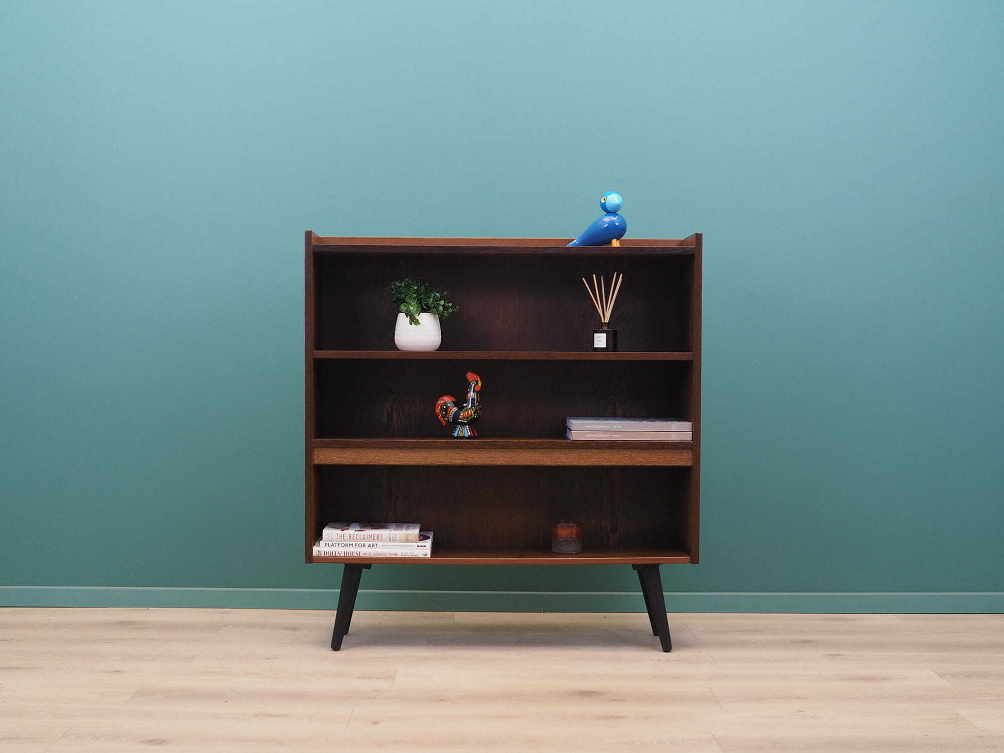 Vintage Bookshelf Oak Wood Brown 1970s 1
