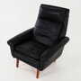 Vintage armchair, natural leather, wood, black, 1970s 7