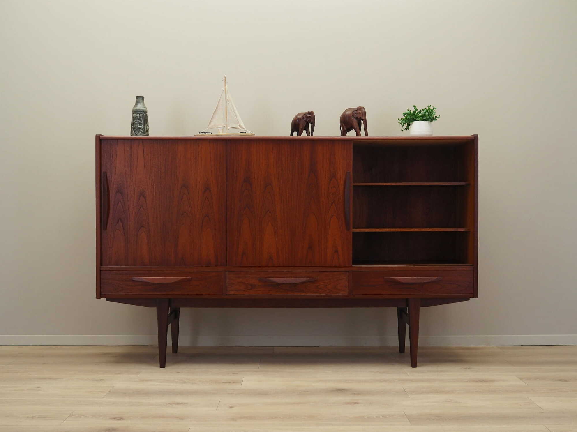 Highboard Holz Braun 1970er Jahre 2